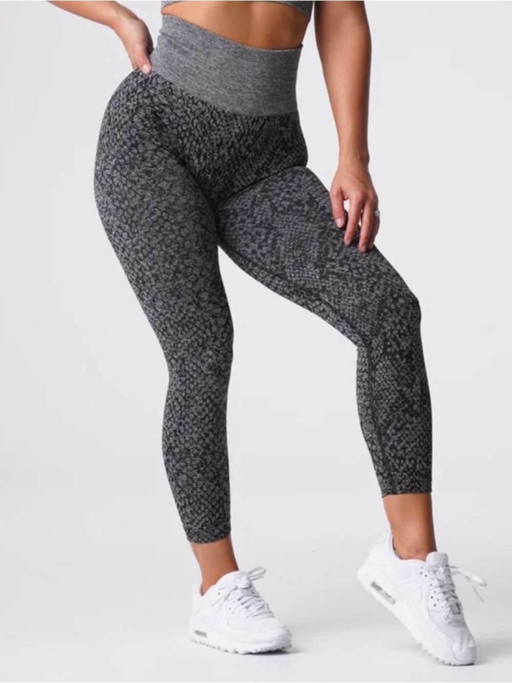 NVGTN Black Speckled Snakeskin Leggings | NWOT